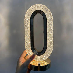 Oval Crystal Table Lamp Touch Control LED Light with 3 Levels Brightness Rechargeable Lamp Room Decor Night Light for Bedroom, Living, Home Office, Desk Decorations, Gift GenzVybs