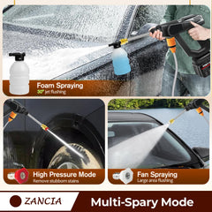 Cordless Car Washer High Pressure Gun - Car Washing 48V Rechargeable Electric Pressure Washer Gun Bike, Car Washing Pump, Portable Car Washer with Adjustable 3 in 1 Nozzle and 5M Pipe. Black GenzVybs