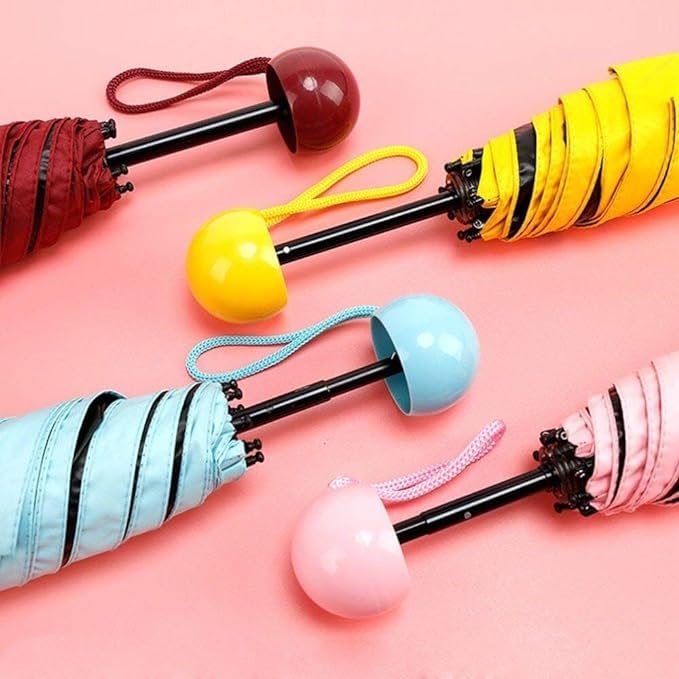 UV Protection Mini Tablet Umbrella | Capsule Umbrella For Rain Windproof & Sun Protection Features, 4 Folding Compact Capsule Case For Men, Women, Kids GenzVybs